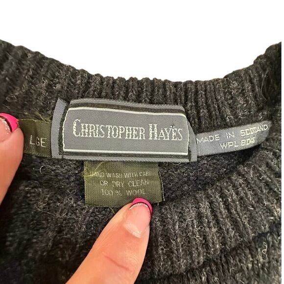 VTG Christopher Hayes Grandpacore Wool Knit Sweater Men’s Large Made in Scotland - Picture 3 of 16